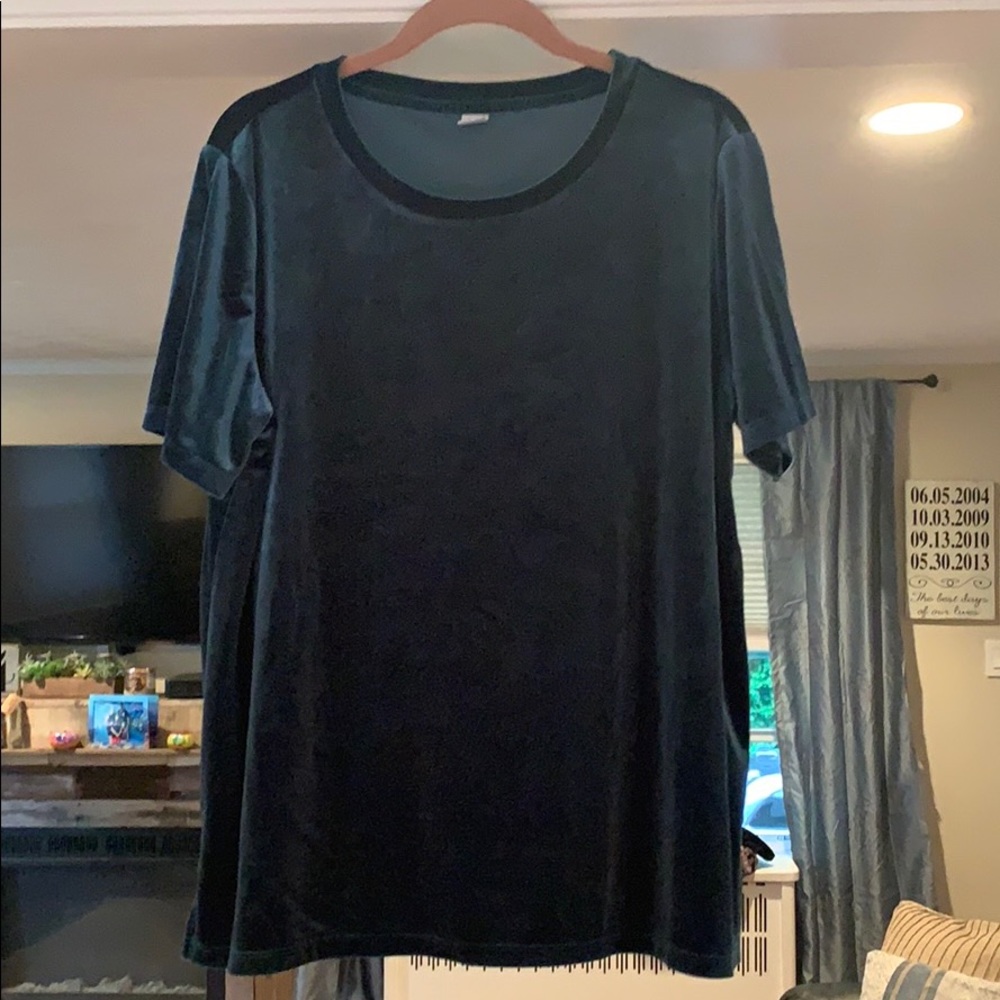 Teal velvet shirt